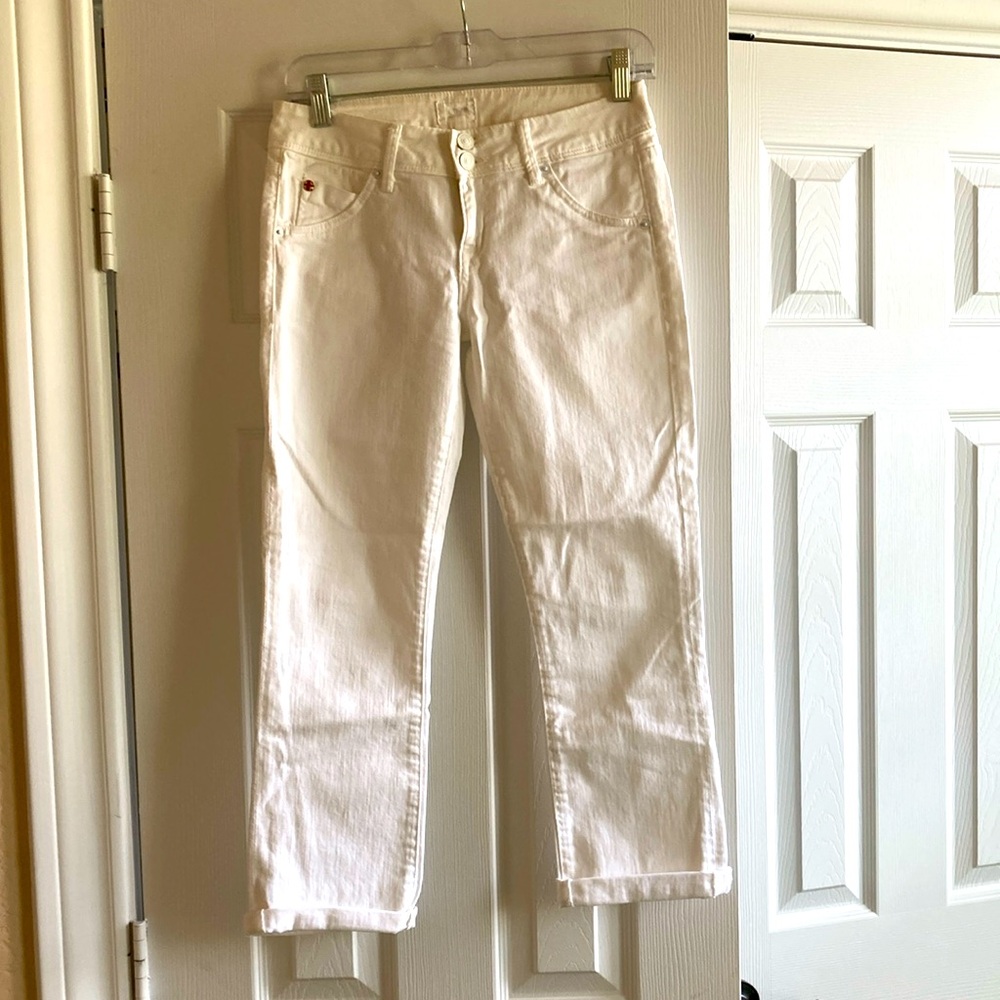 Hudson Beth crop baby boot white jean